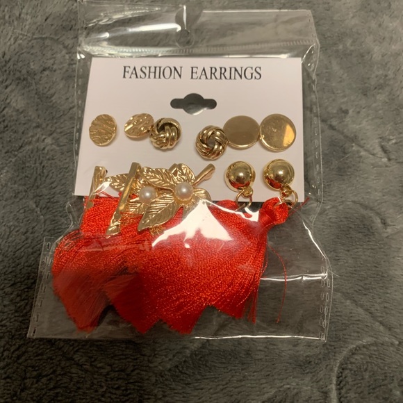 BN | Fashion Earrings | 6 Pairs of Studs & Dangly Earrings | Gold & Red - Picture 2 of 8